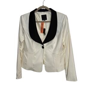 The Limited Ivory Tuxedo Style Blazer Cropped Structured Shoulders Sz 10 | NWT
